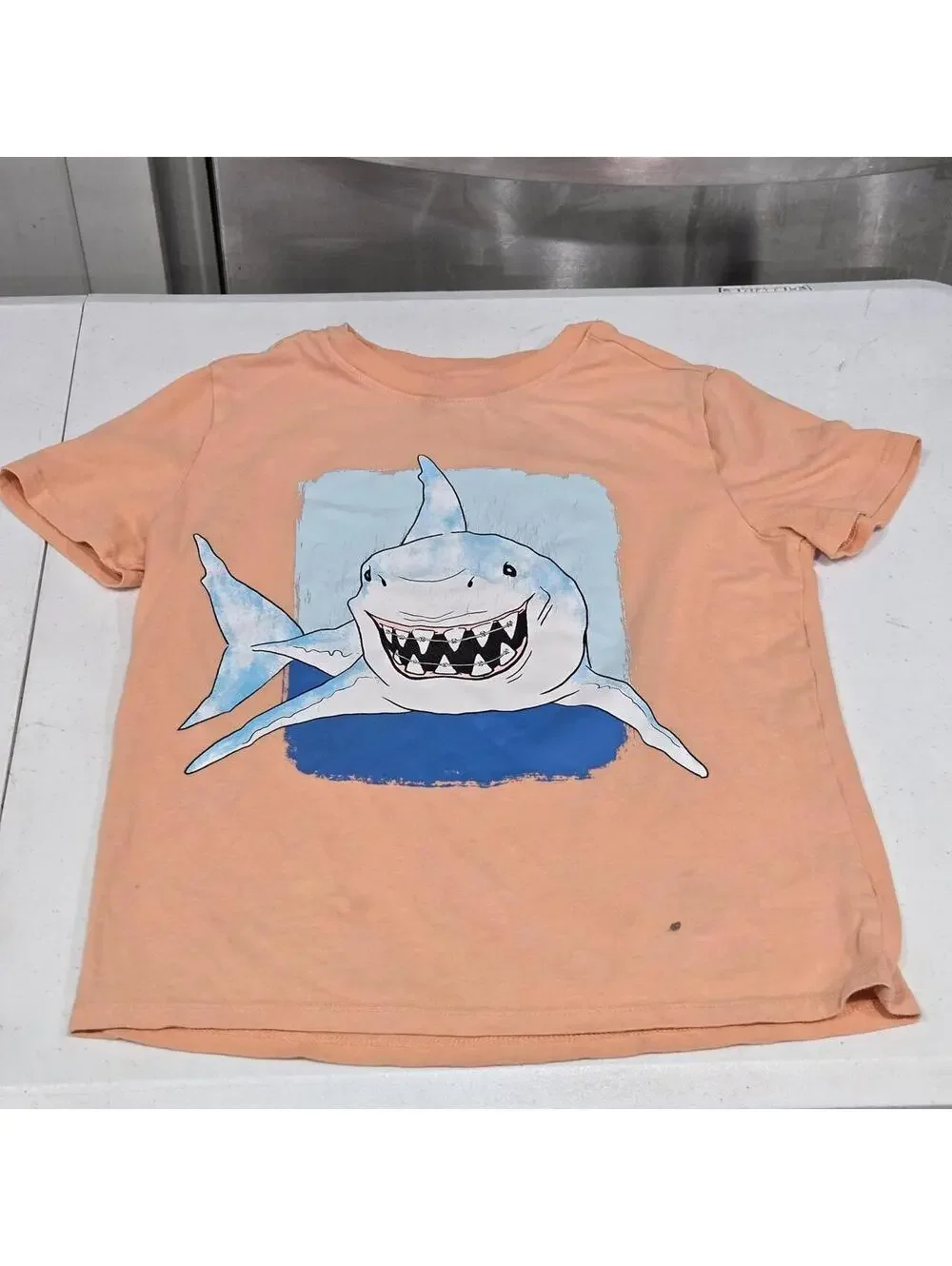 Peach and blue shark tee for kids